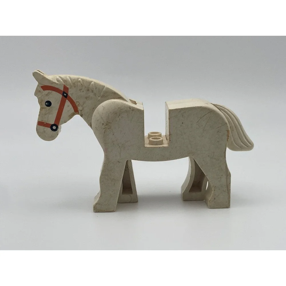 Vintage LEGO Duplo Horse White with Red Bridle Animal Figure Replacement Piece